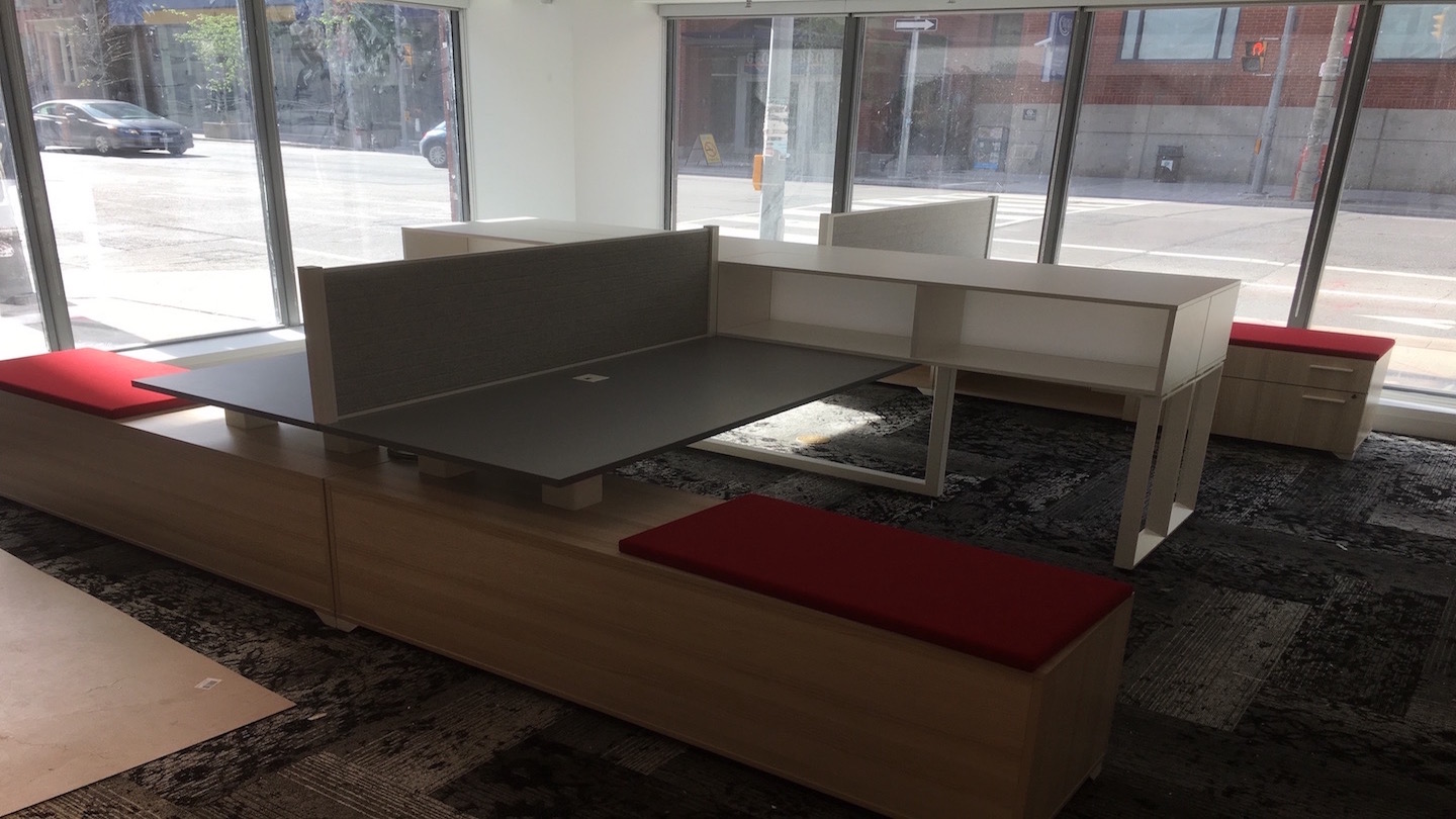 A cubicle set delivered and installed for an open office.